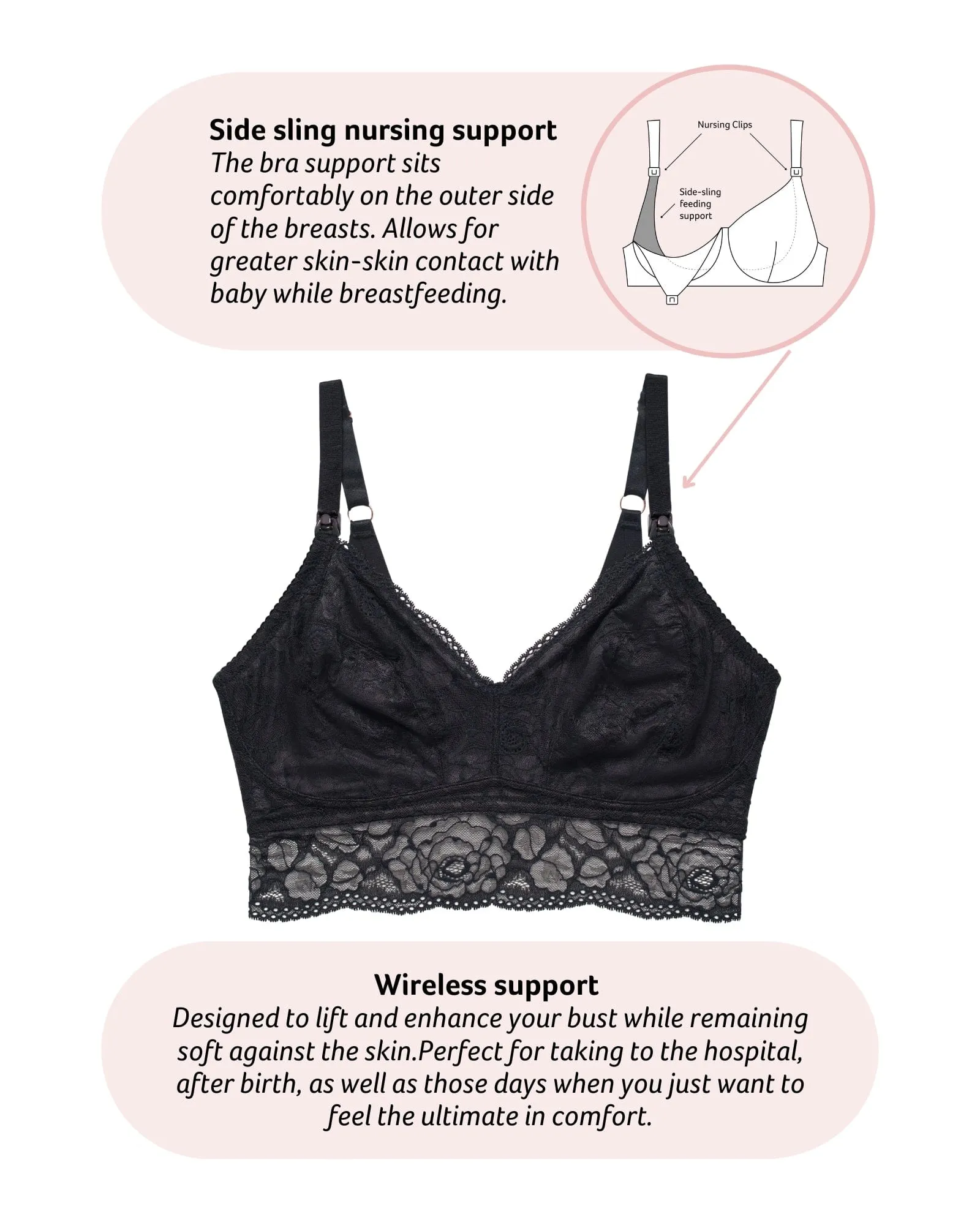 Heroine Multifit Nursing Bralette - Black