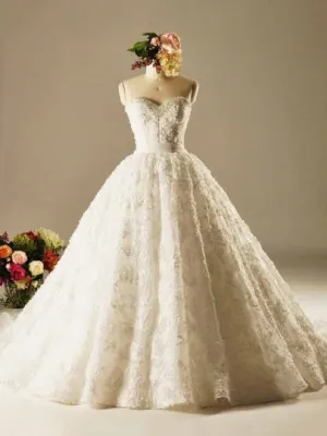 High Quality Strapless Lace Wedding Dress