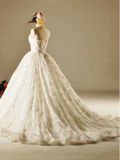 High Quality Strapless Lace Wedding Dress