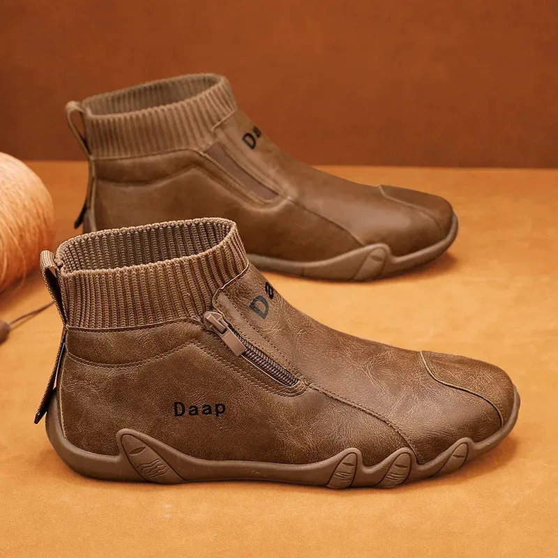 High-Top Casual Leather Waterproof Boot