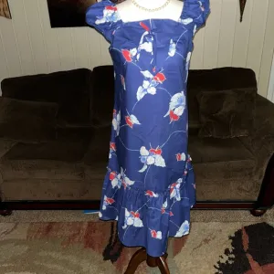 Hilo Hattie’s • Hawaii • Vintage • Blue/White/Red • Floral • Dress • Size 10