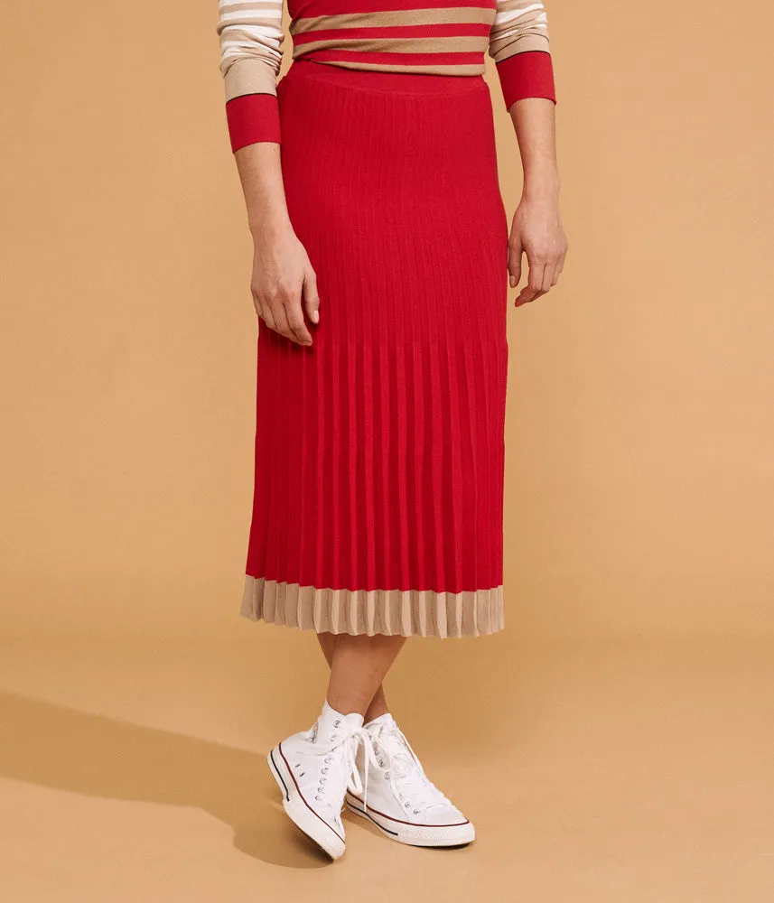 IDRISS TWO-TONE PLEATED KNIT SKIRT