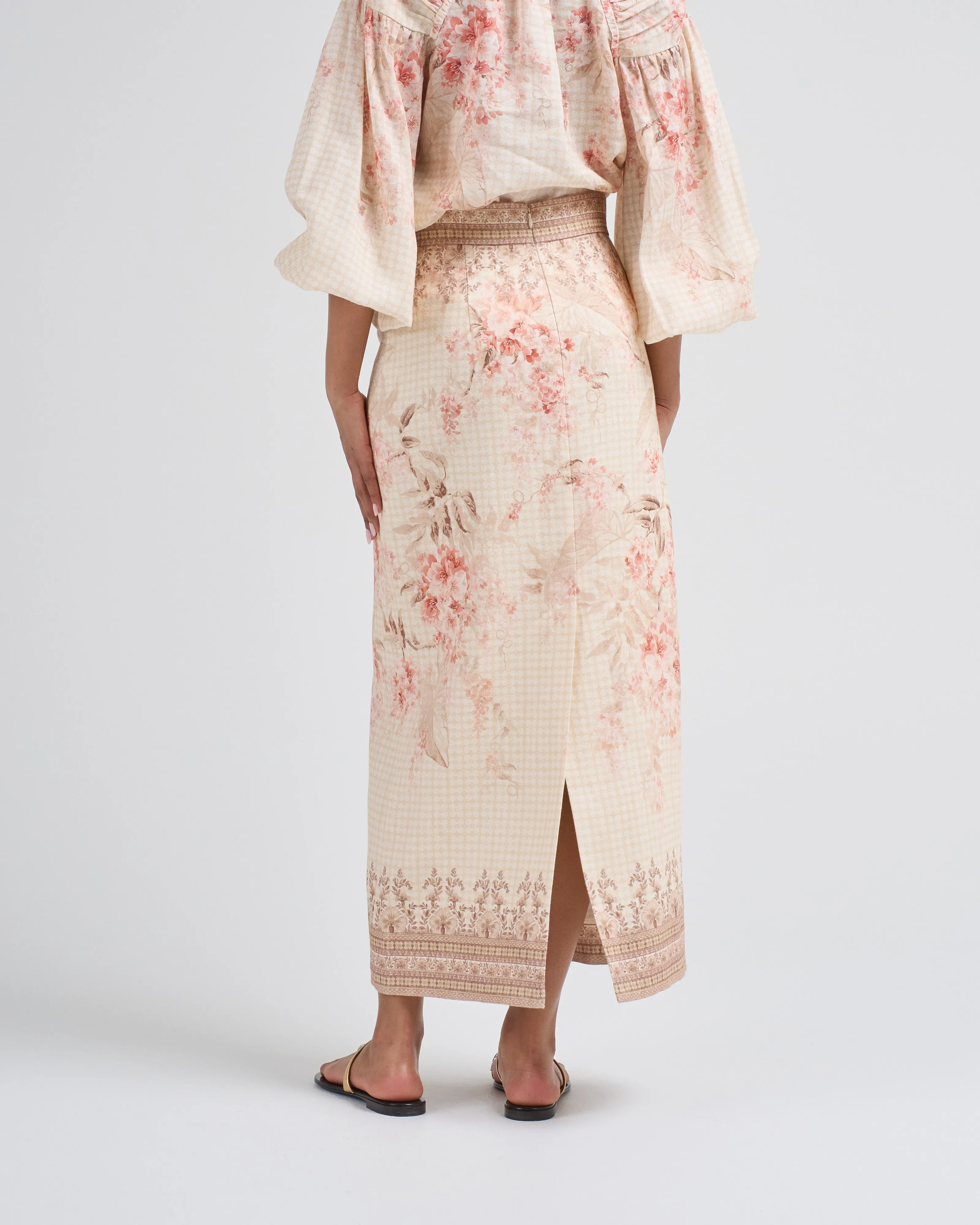 illuminate pencil midi skirt