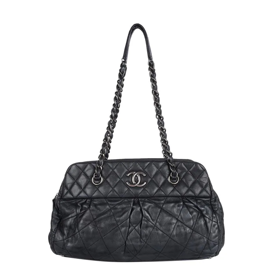 Iridescent Calfskin Chic Quilted Bowling Bag