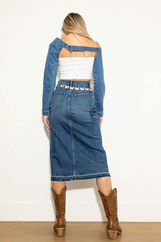 Jay Slit Cargo Denim Skirt