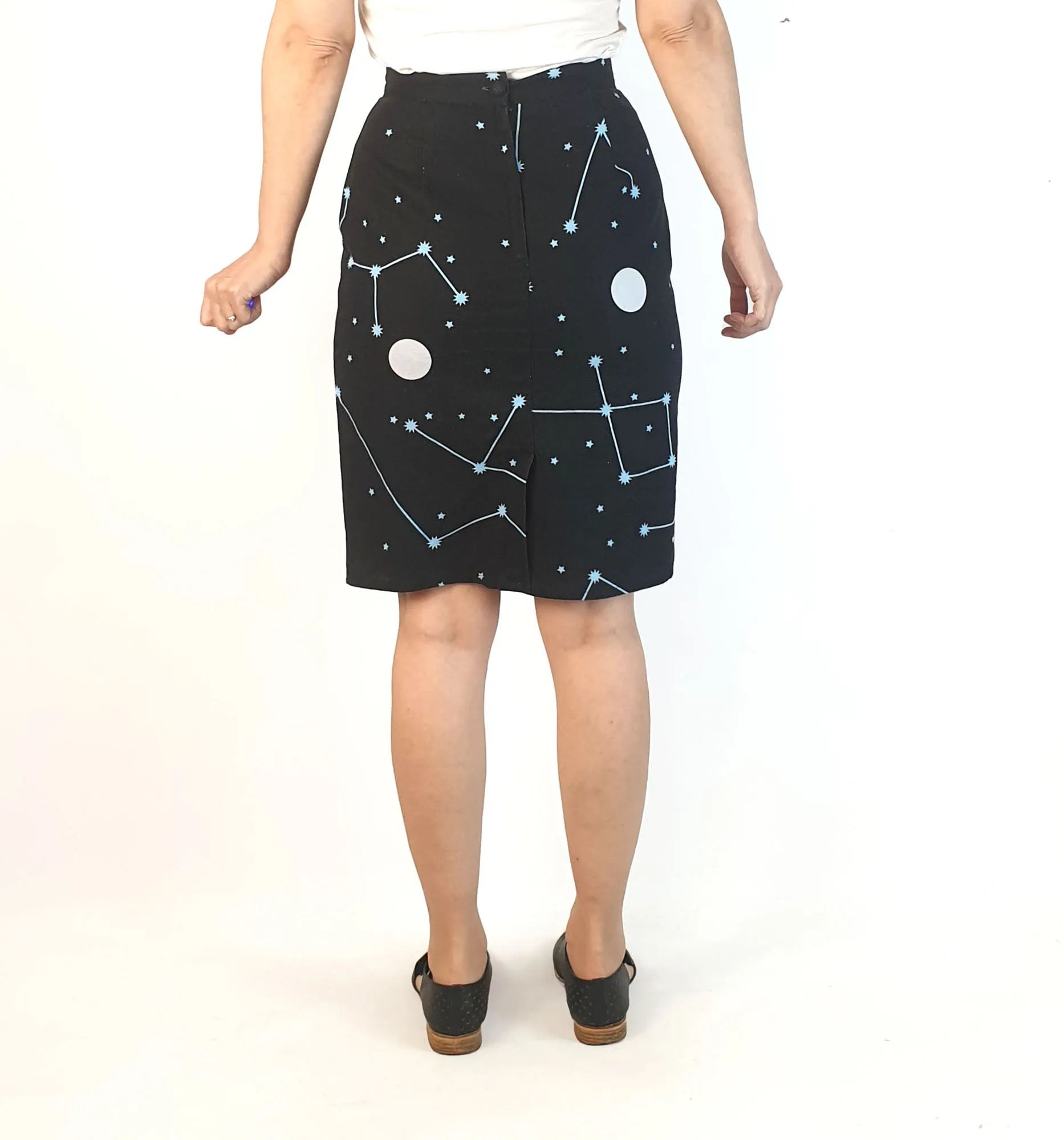 Jericho Road black galaxy print pencil skirt size 8