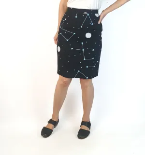Jericho Road black galaxy print pencil skirt size 8