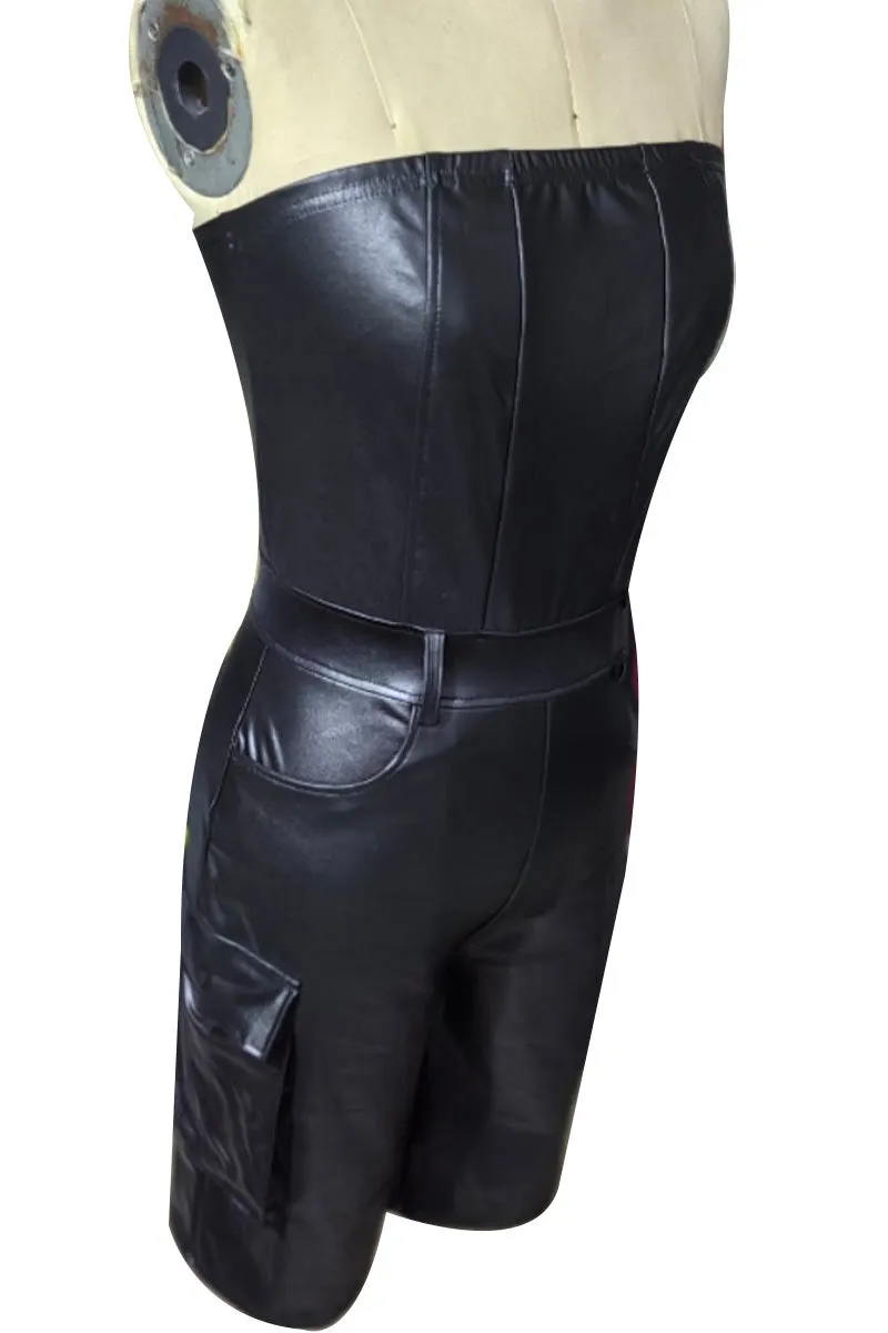 JN0317 Vegan Leather Rompers