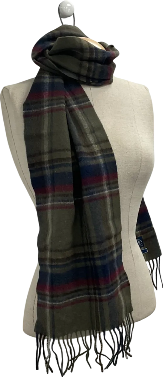 joules Green Wool Tartan Scarf One Size