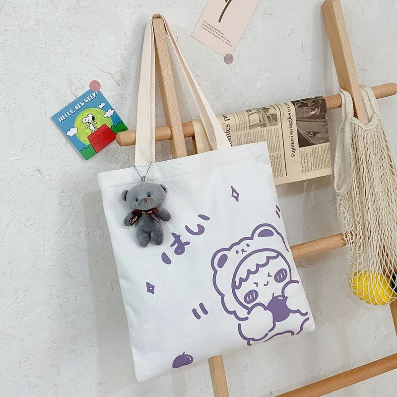 K-style Canvas Shoulder Bag Female Artistic Casual Handbag Harajuku Fresh Student Bag Minimalist Shopping Bags