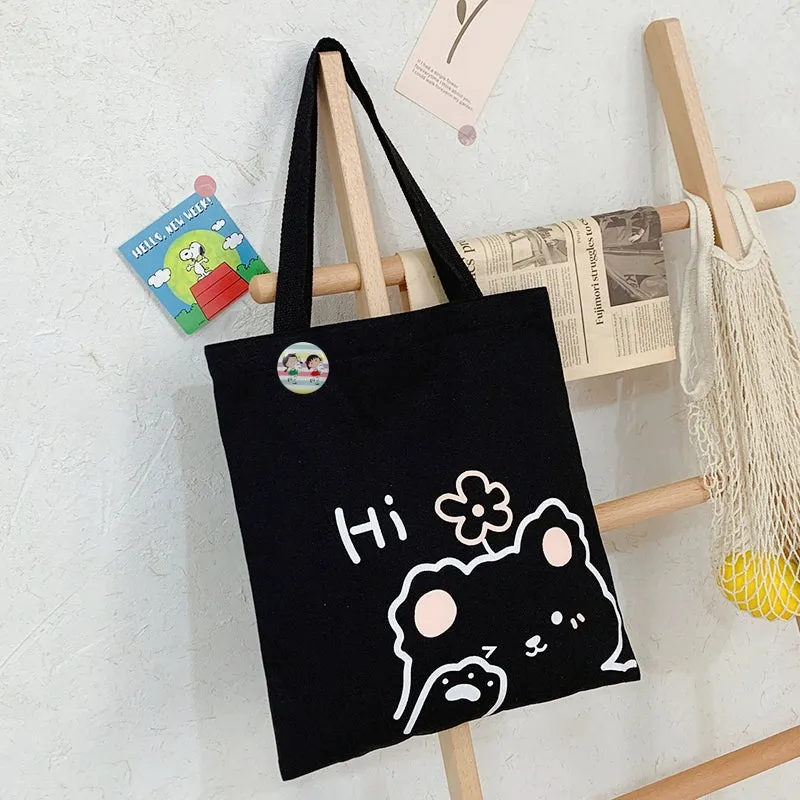 K-style Canvas Shoulder Bag Female Artistic Casual Handbag Harajuku Fresh Student Bag Minimalist Shopping Bags