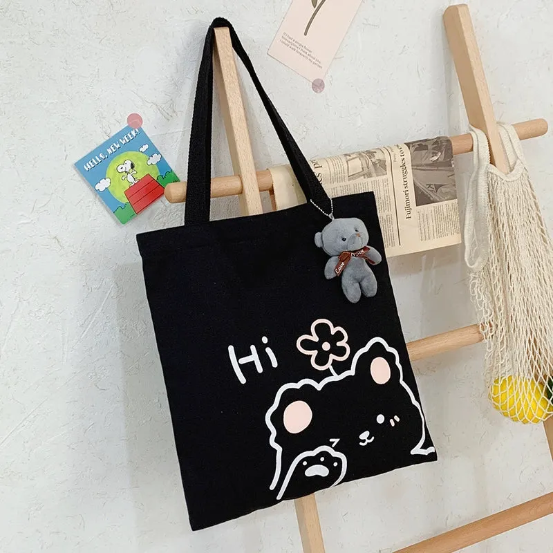 K-style Canvas Shoulder Bag Female Artistic Casual Handbag Harajuku Fresh Student Bag Minimalist Shopping Bags