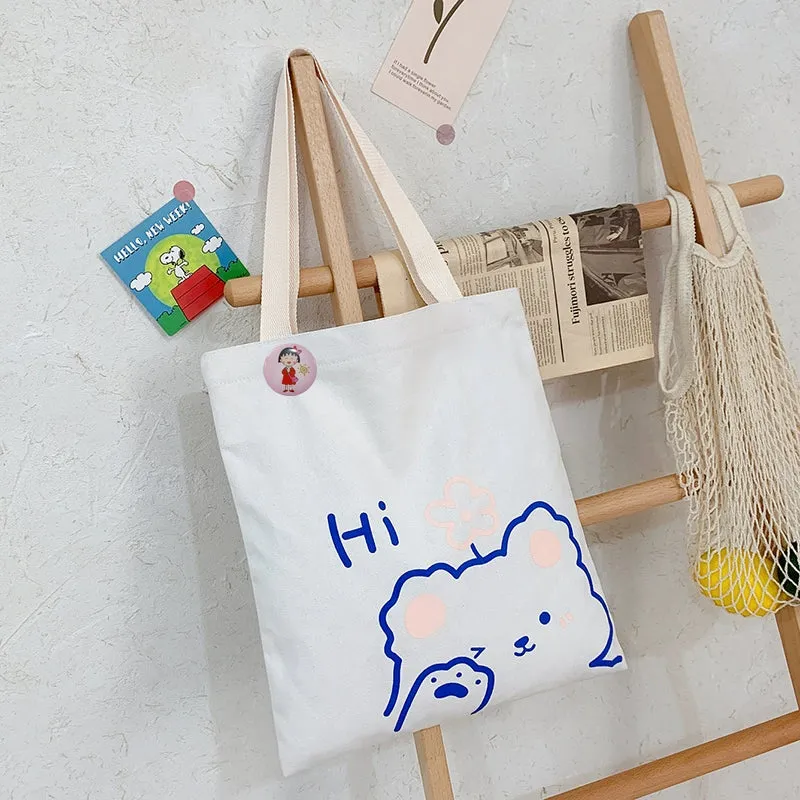 K-style Canvas Shoulder Bag Female Artistic Casual Handbag Harajuku Fresh Student Bag Minimalist Shopping Bags