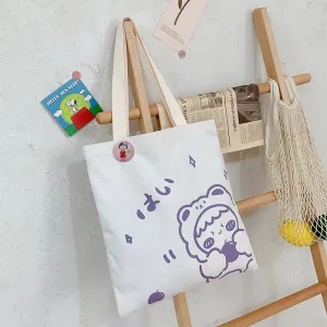 K-style Canvas Shoulder Bag Female Artistic Casual Handbag Harajuku Fresh Student Bag Minimalist Shopping Bags