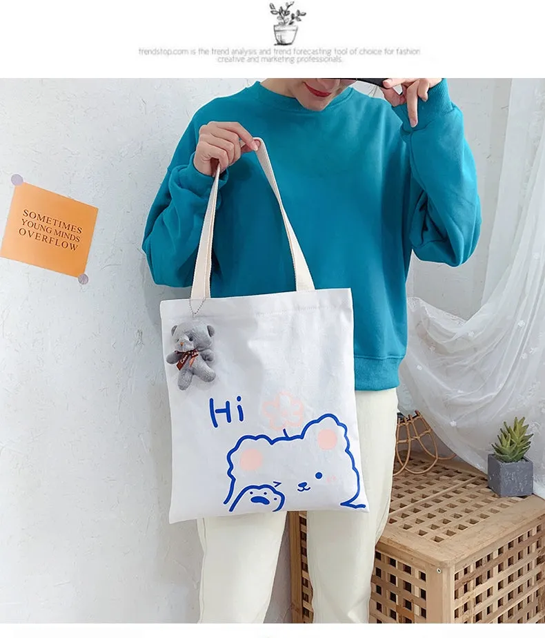 K-style Canvas Shoulder Bag Female Artistic Casual Handbag Harajuku Fresh Student Bag Minimalist Shopping Bags
