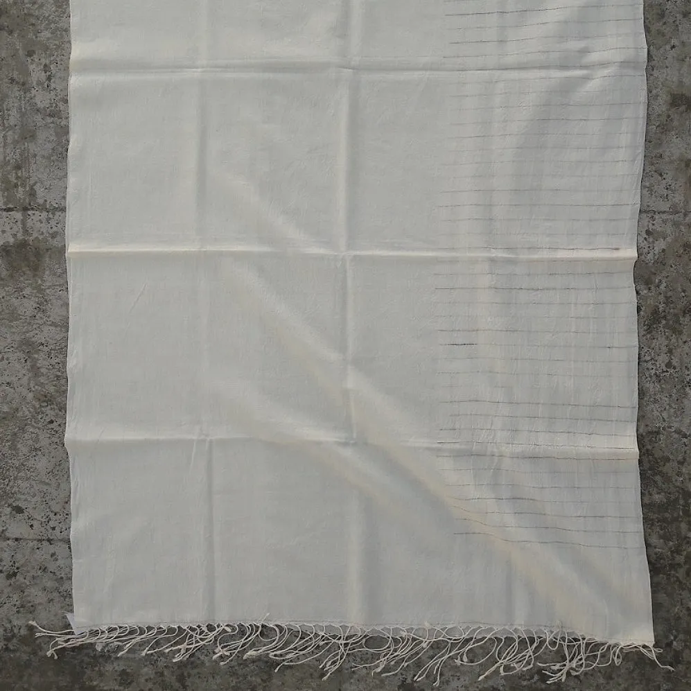 Kala Swaraj Mulmul Cotton Shawl with Tussar Silk