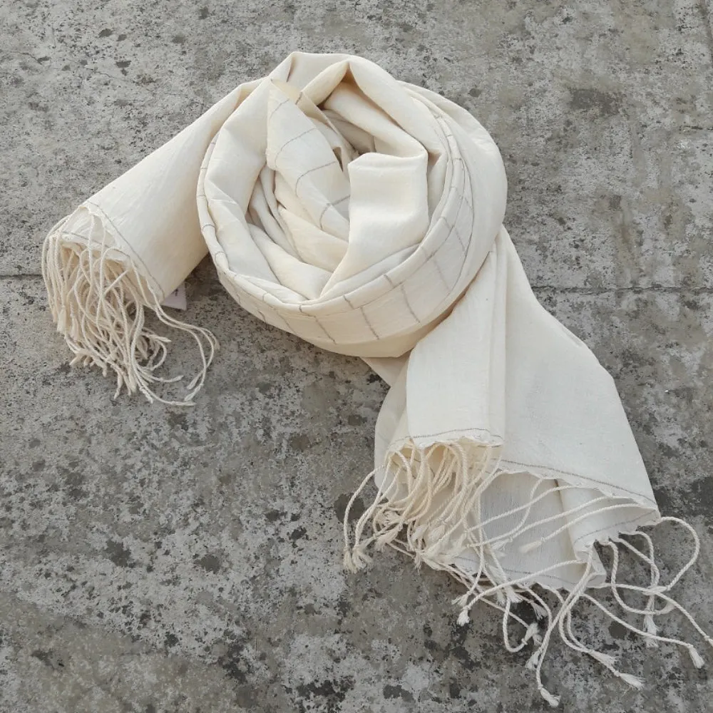Kala Swaraj Mulmul Cotton Shawl with Tussar Silk