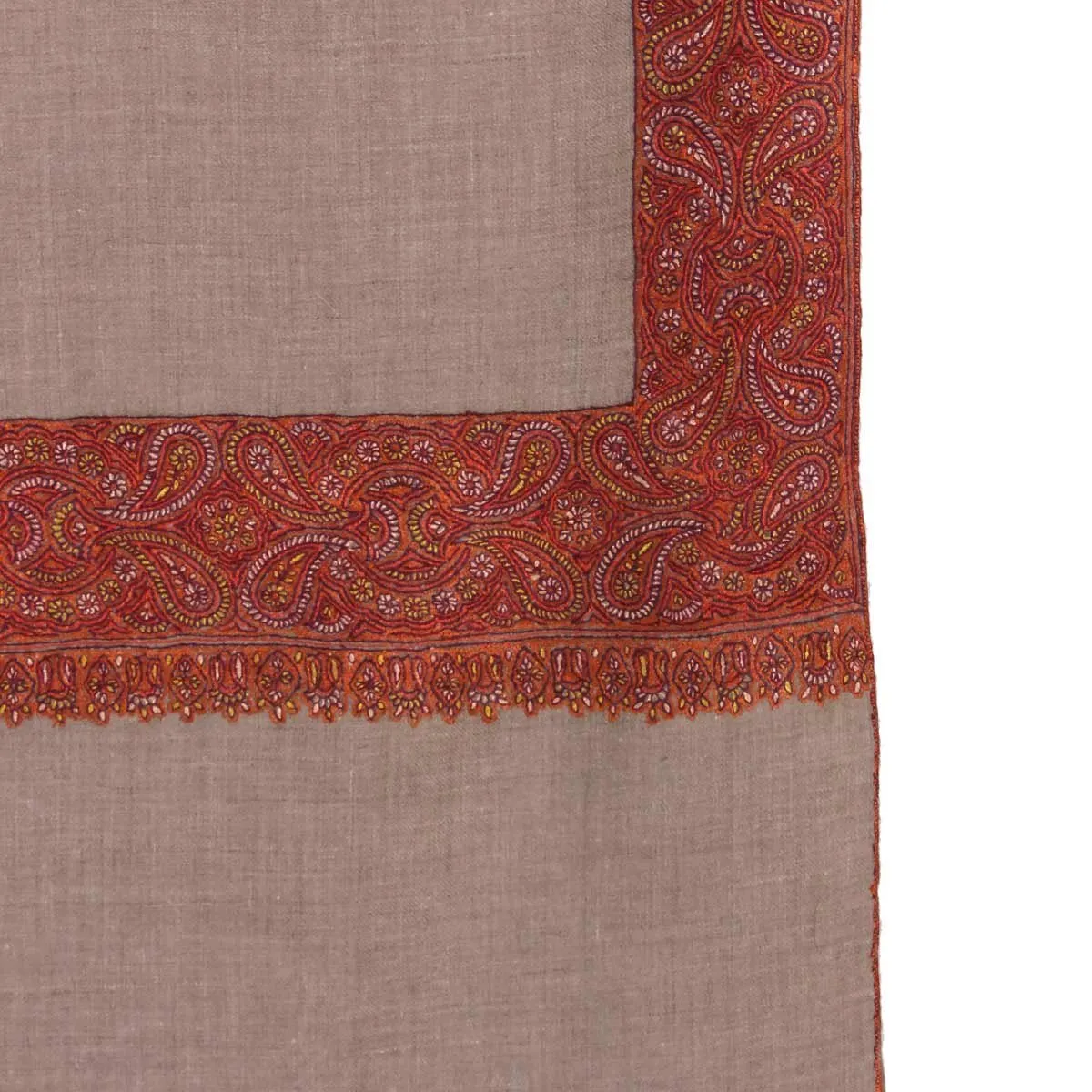 Khudrang Base sozni Embroidered Dordaar Pashmina Shawl