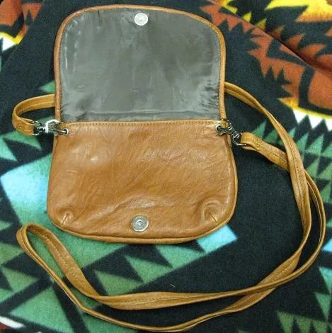Kippys Western Pouch Belt Crossbody Bag Raw Stitch Pattern Turquoise Crystals L