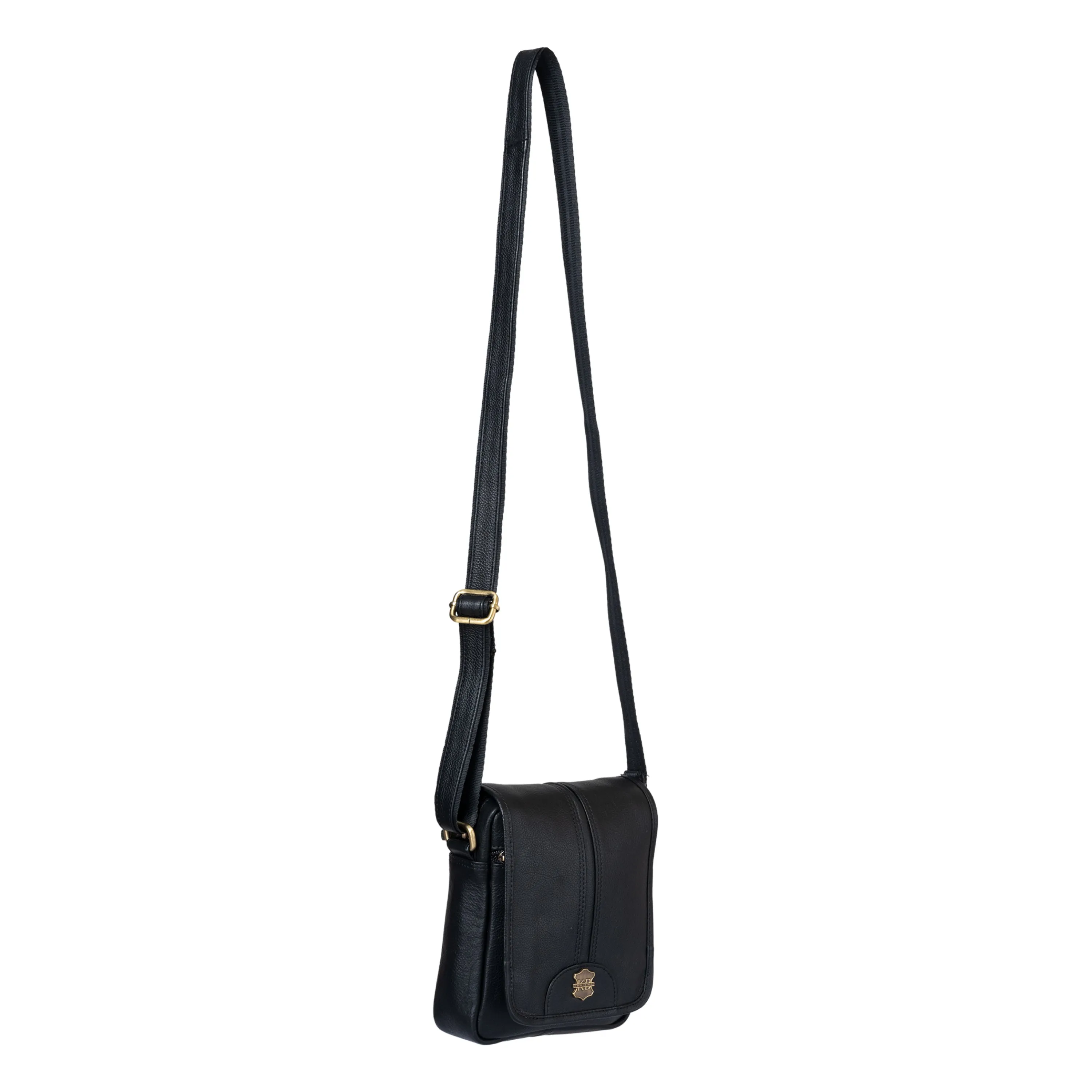 Kuger-Brent Eryx Black Genuine Leather Unisex Sling Bag