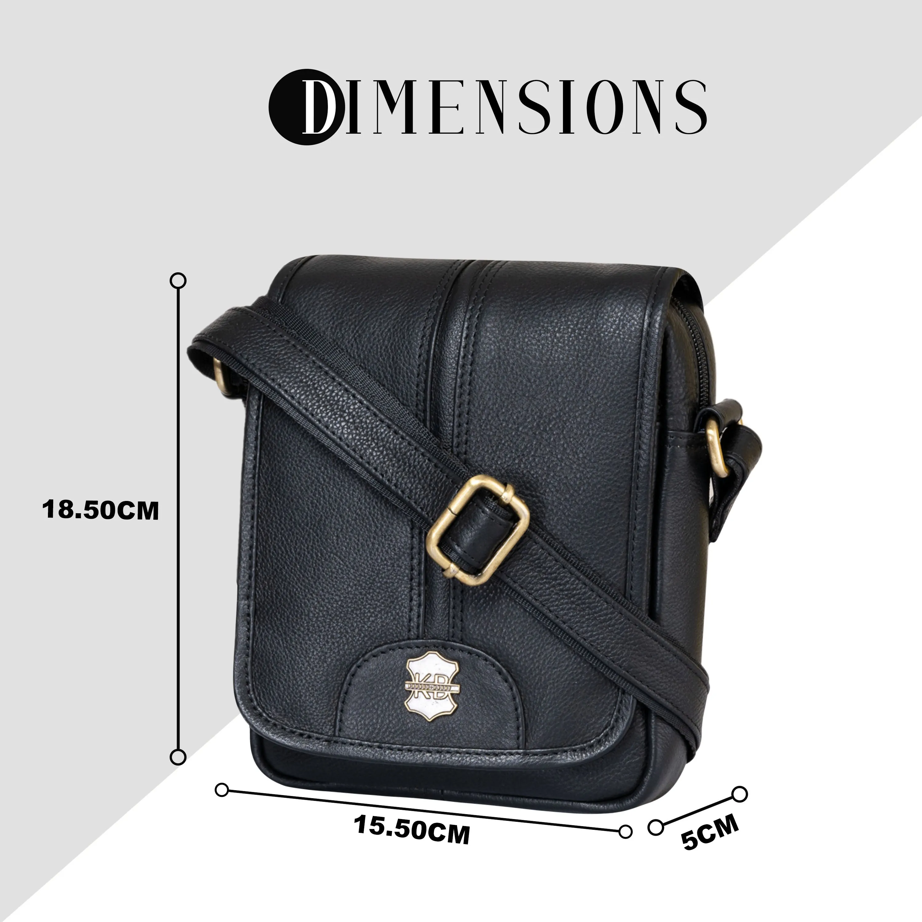 Kuger-Brent Eryx Black Genuine Leather Unisex Sling Bag