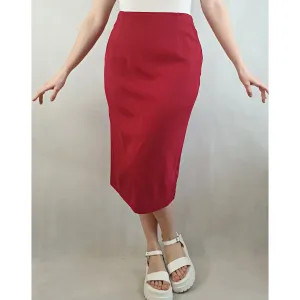 Kuwaii red pencil skirt with hidden back zip size 10