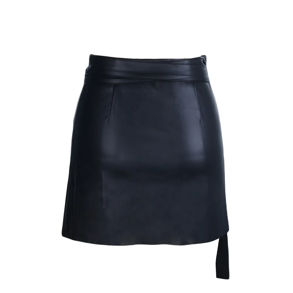 Lace-up Leather Bow-knot Skirts Mini Dresses
