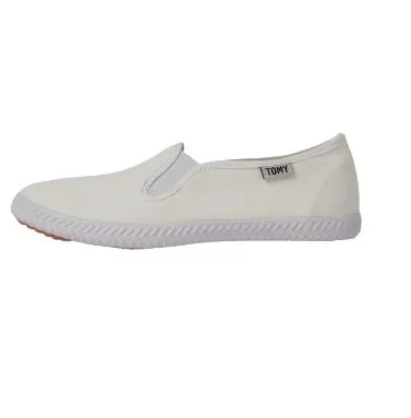 Ladies Side Gusset Slip On Sneaker - White