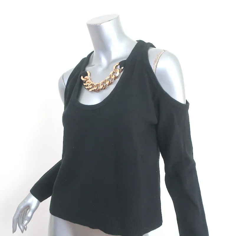 L'Agence Indy Chain Cold Shoulder Sweater Black Size Extra Extra Small NEW