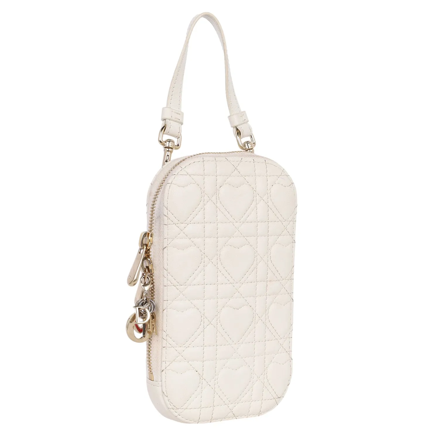 Lambskin Cannage Lady Dior Phone Holder Latte
