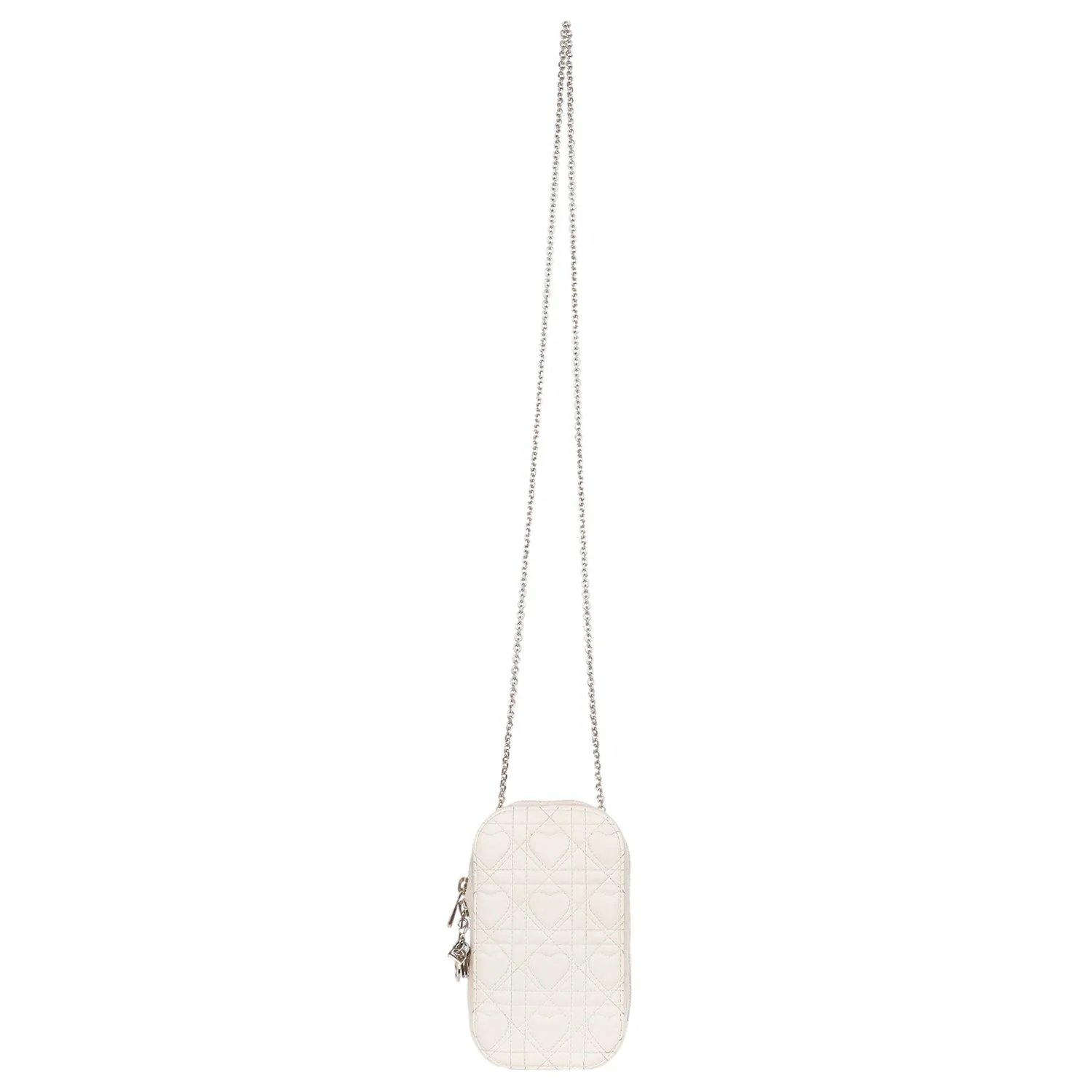 Lambskin Cannage Lady Dior Phone Holder Latte