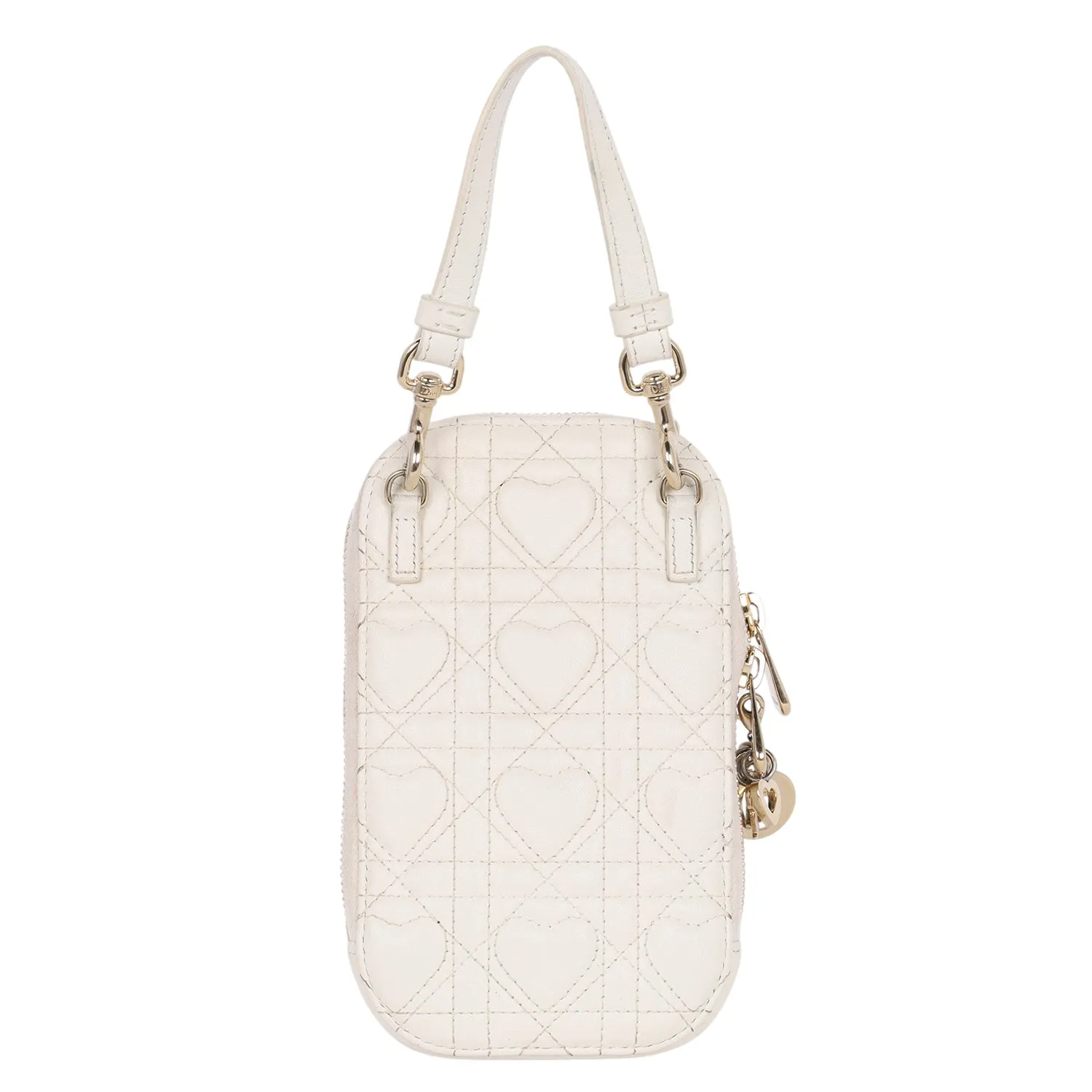 Lambskin Cannage Lady Dior Phone Holder Latte