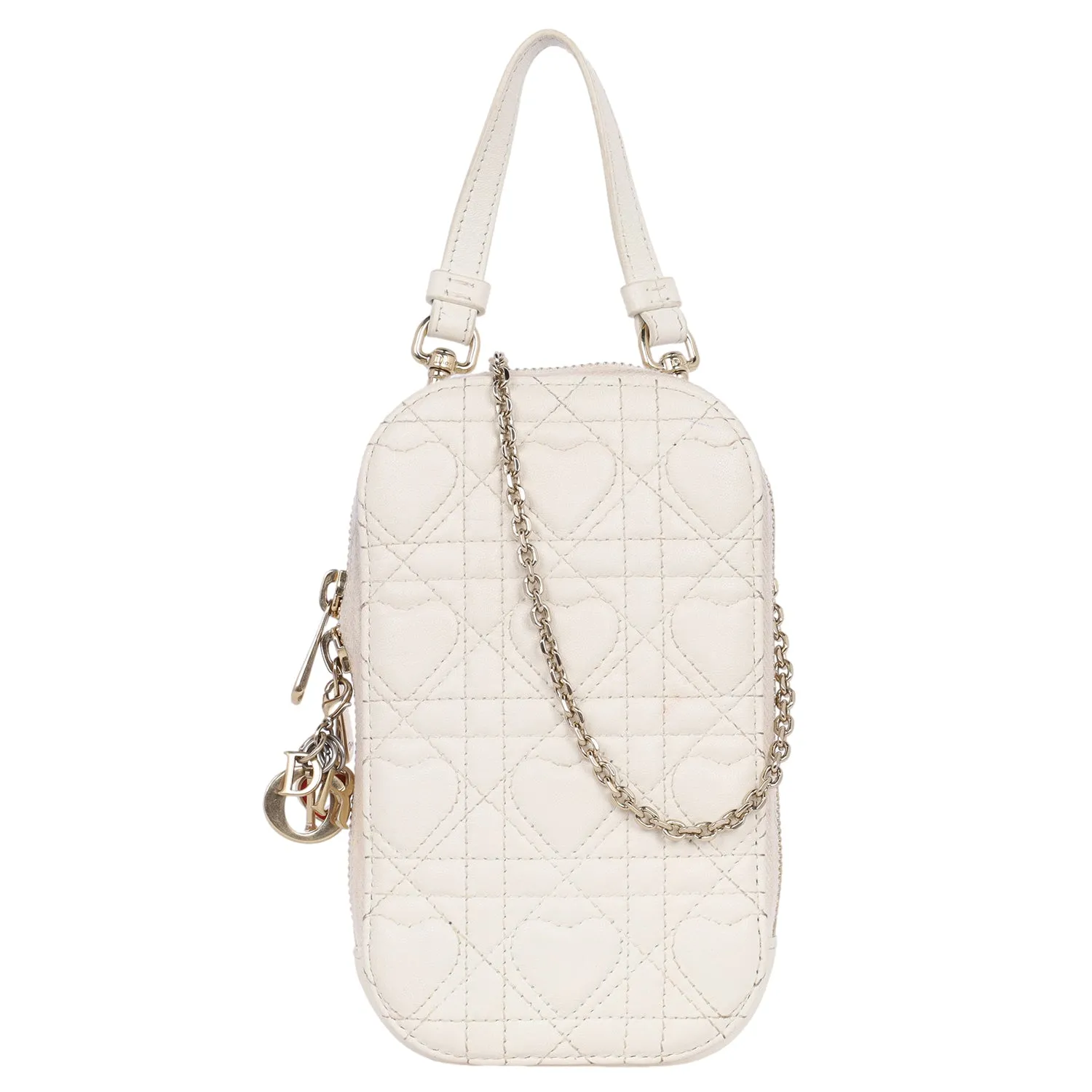 Lambskin Cannage Lady Dior Phone Holder Latte