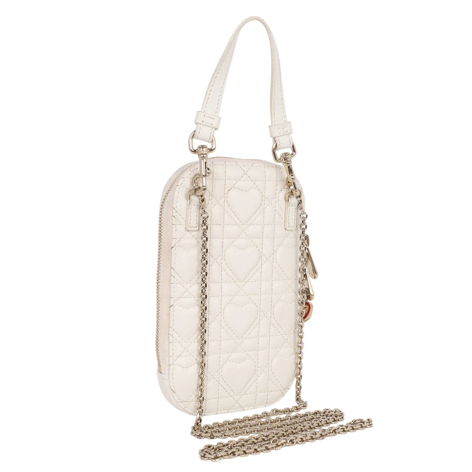 Lambskin Cannage Lady Dior Phone Holder Latte