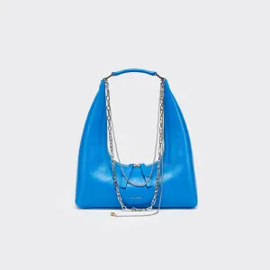Large One-Shoulder Tartar Bag - Blue