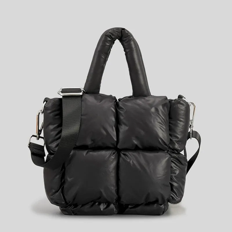Large Quilted Puffer Tote Bag Soft Padded Down Handbag