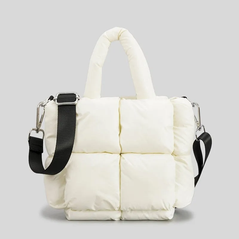 Large Quilted Puffer Tote Bag Soft Padded Down Handbag
