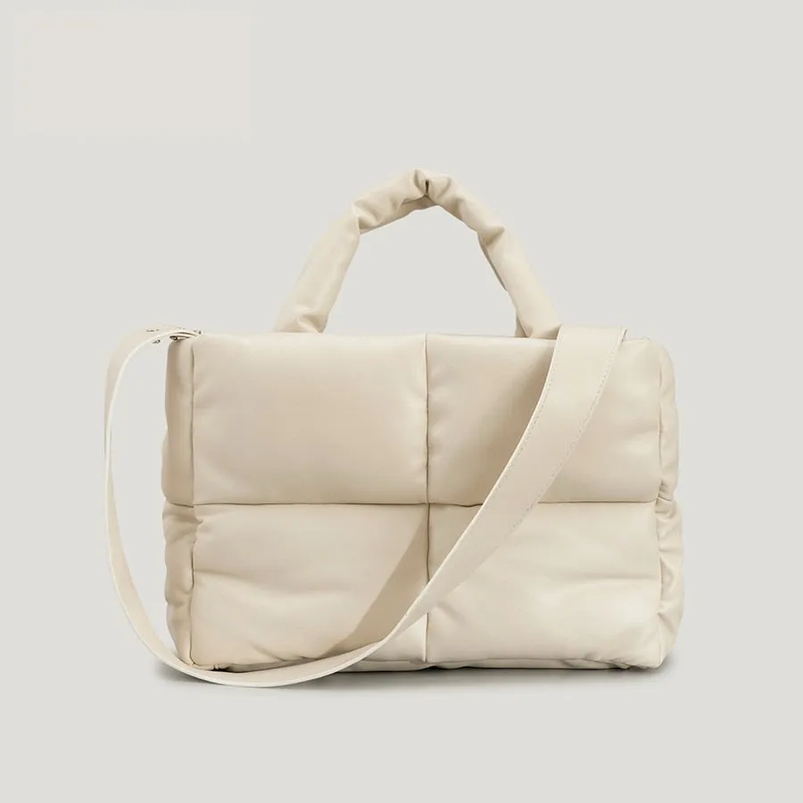 Large Quilted Puffer Tote Bag Soft Padded Down Handbag