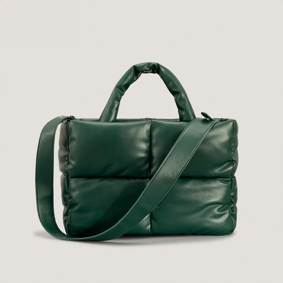 Large Quilted Puffer Tote Bag Soft Padded Down Handbag