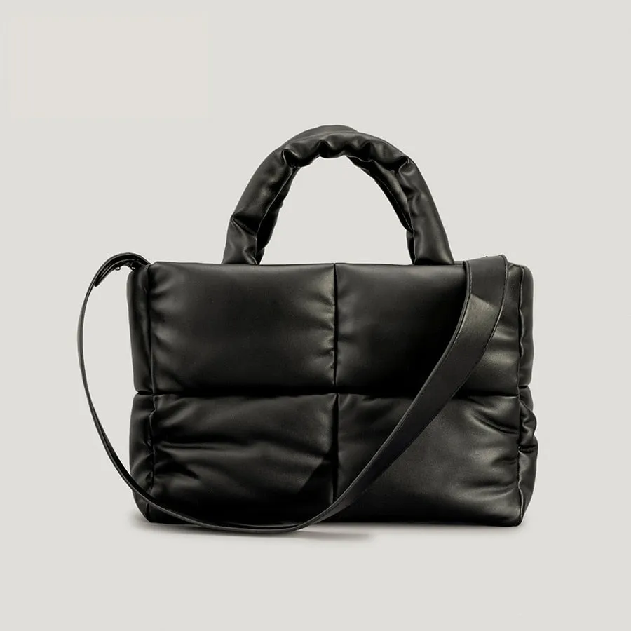 Large Quilted Puffer Tote Bag Soft Padded Down Handbag