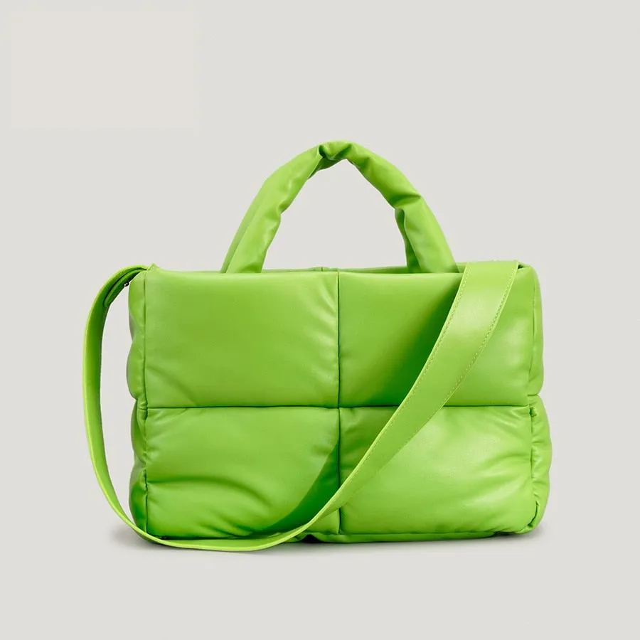 Large Quilted Puffer Tote Bag Soft Padded Down Handbag