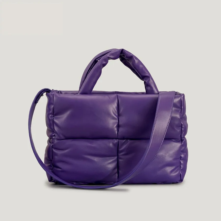 Large Quilted Puffer Tote Bag Soft Padded Down Handbag