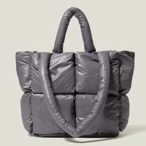 Large Quilted Puffer Tote Bag Soft Padded Down Handbag