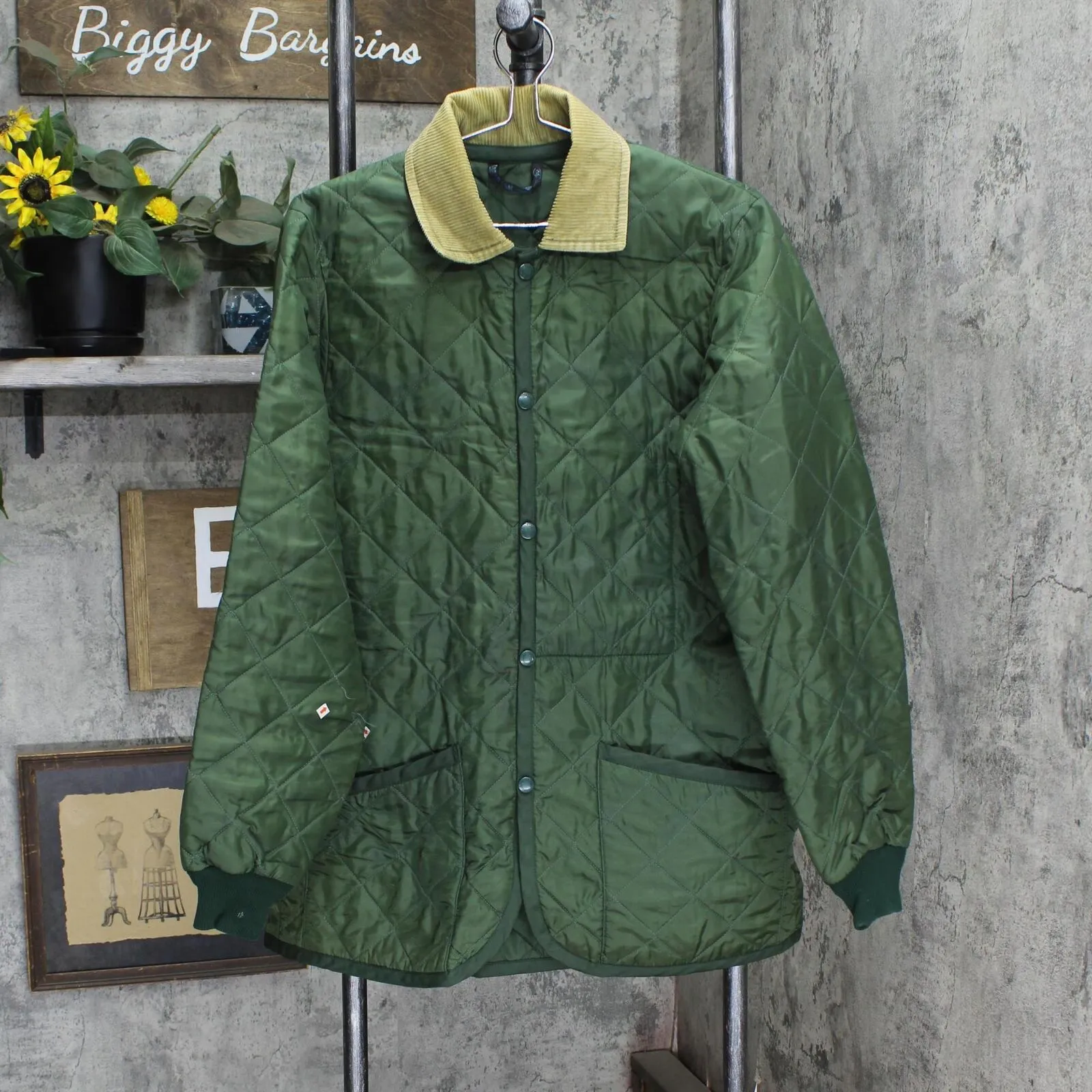 Lavenham Mens Vintage England Quilted Nylon Coat Jacket Green See Measurements