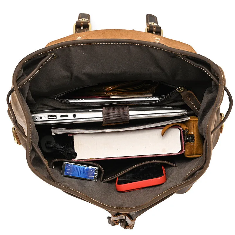 Leather Backpack For Men Retro Leather Travel Backpack Handmade Leather School Bag Large Laptop Bag