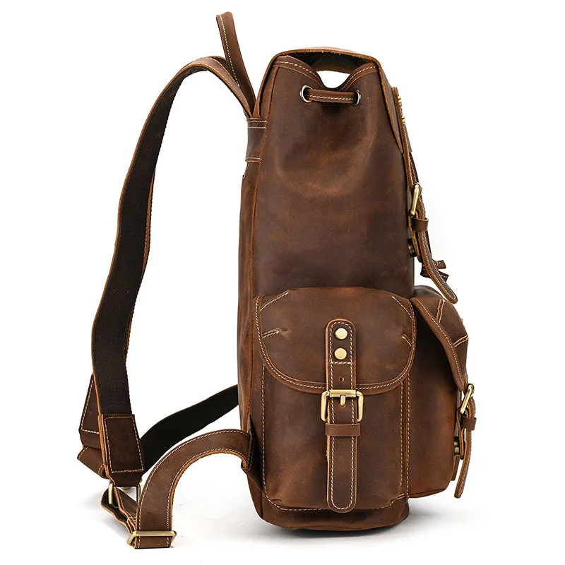 Leather Backpack For Men Retro Leather Travel Backpack Handmade Leather School Bag Large Laptop Bag