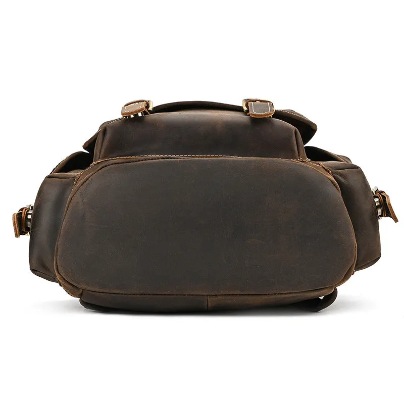 Leather Backpack For Men Retro Leather Travel Backpack Handmade Leather School Bag Large Laptop Bag