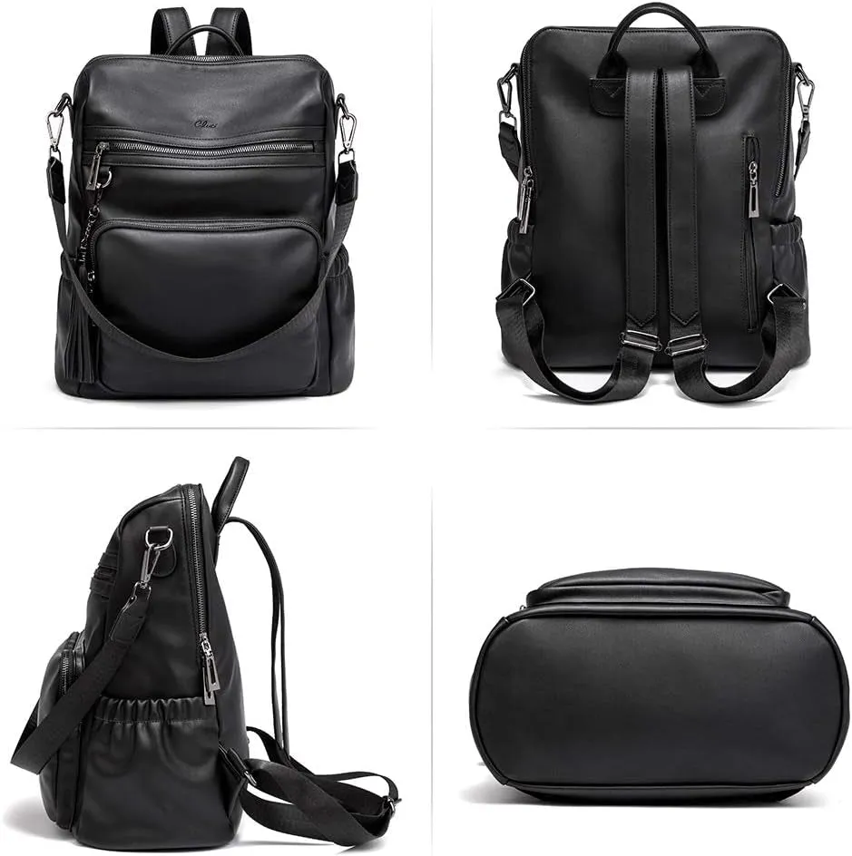 Leather Travel Backpack for Women, Fashion Designer Shoulder Bags with Tassel