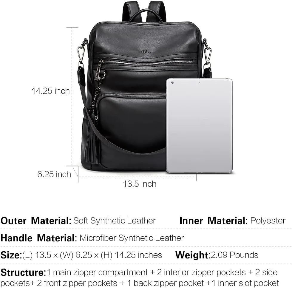 Leather Travel Backpack for Women, Fashion Designer Shoulder Bags with Tassel
