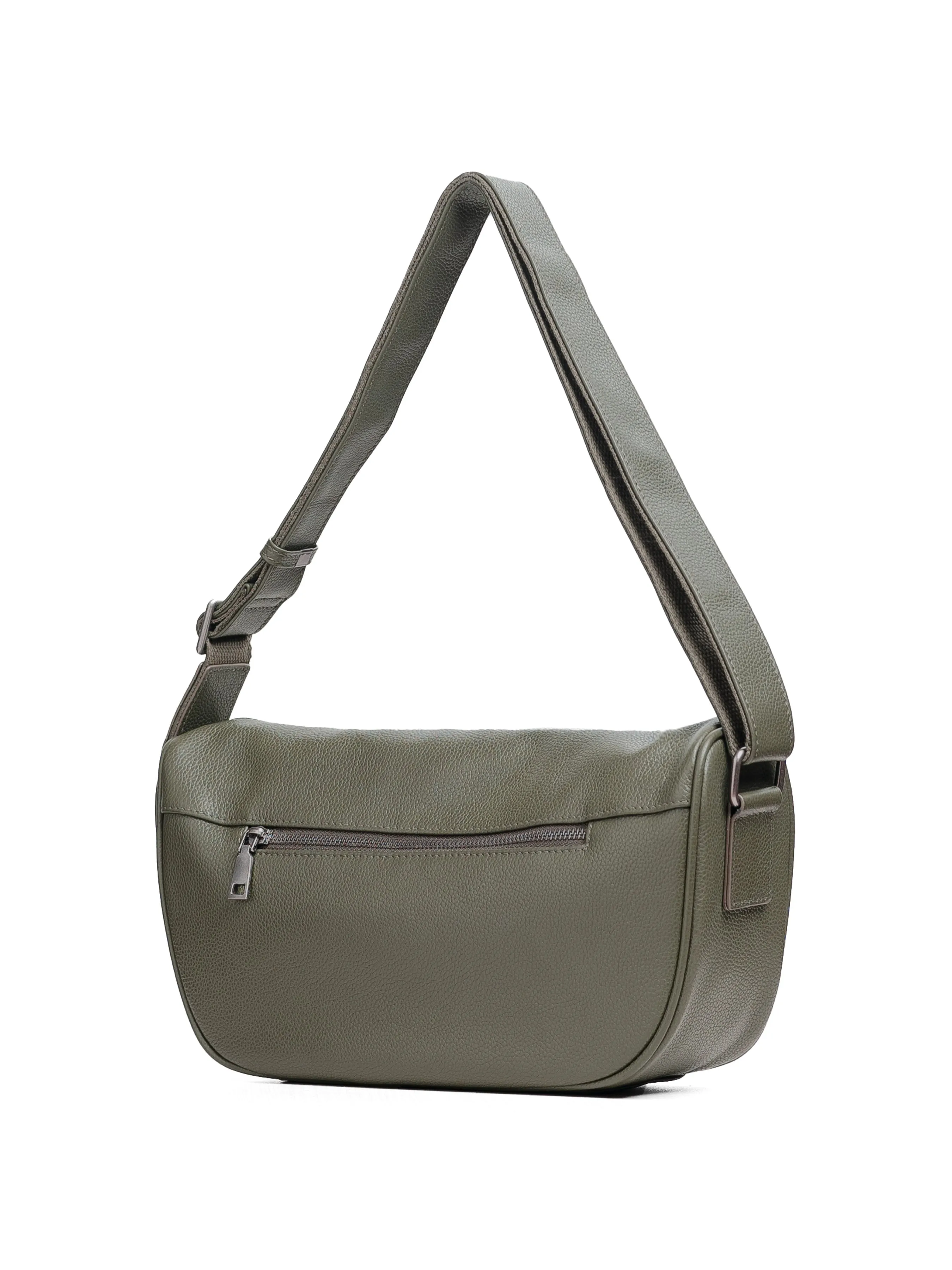 Leone Crossbody Bag - Olive Green Pebble Grain Leather